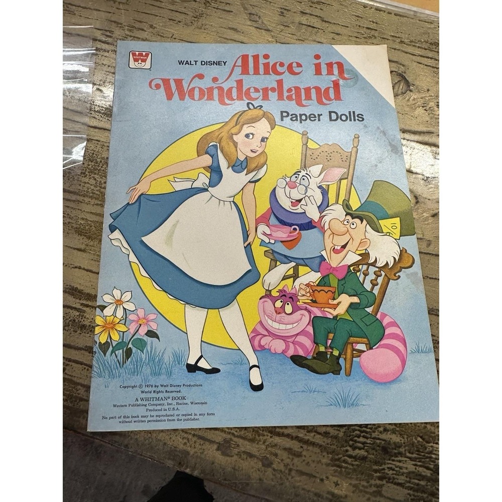 1976 Vintage Paper Doll Book Whitman Walt Disney Alice In Wonderland  Uncut